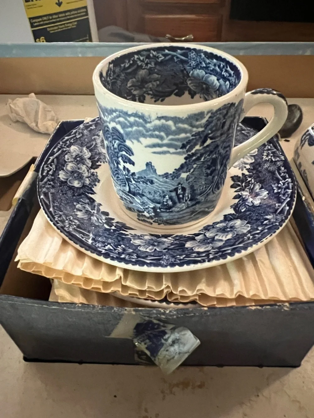Extremely Rare-After Dinner Blue & White Coffee Set-Enoch Wedgwood-Original box - Picture 7 of 15